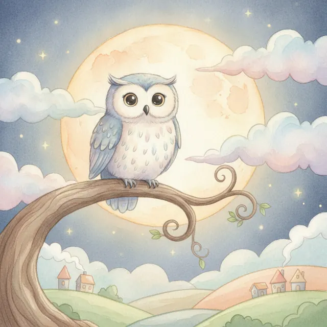 The Quiet Owl bedtime story for kids illustration