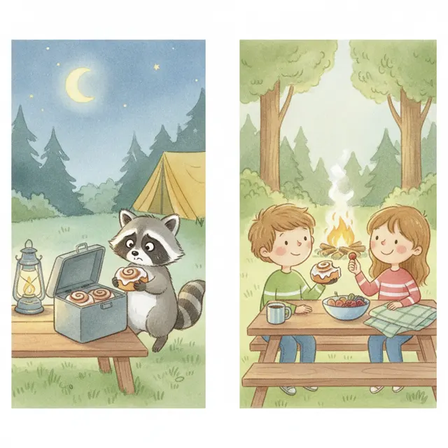 The Raccoon's Midnight Snack story for kids illustration