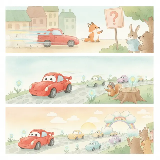 The Race Car Who Slowed Down story for kids illustration