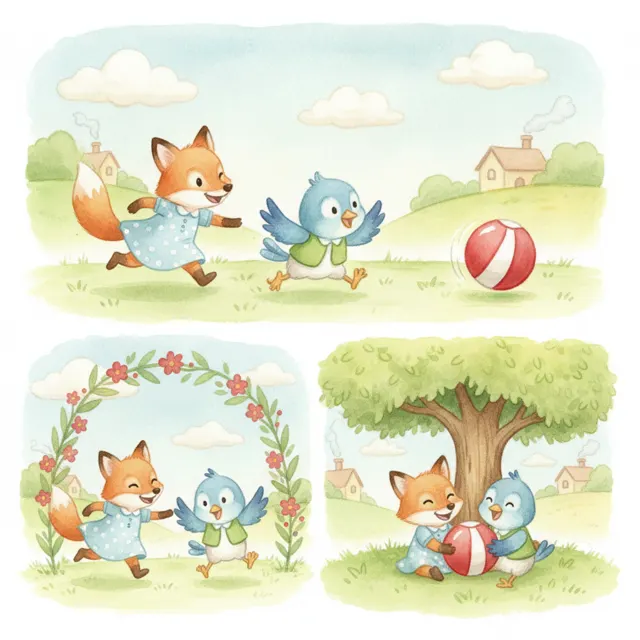 The Race for the Red Ball story for kids illustration