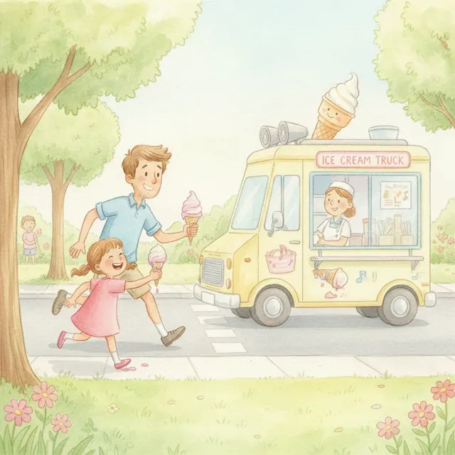 The Race to the Ice Cream Truck story for kids illustration