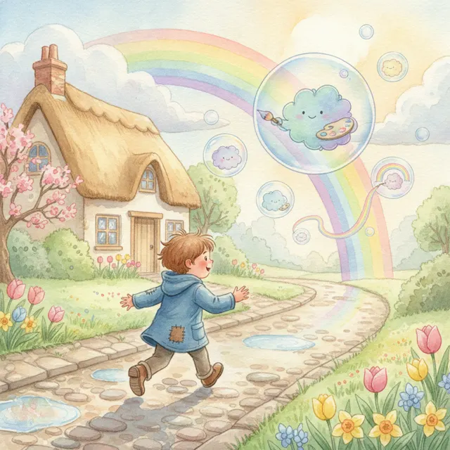 The Rainbow at the End of the Street story for kids illustration