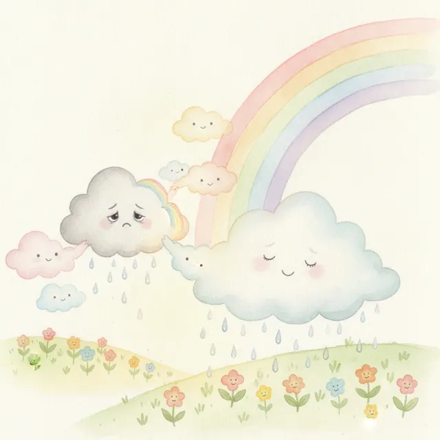 The Rainbow That Helped a Sad Cloud story for kids illustration