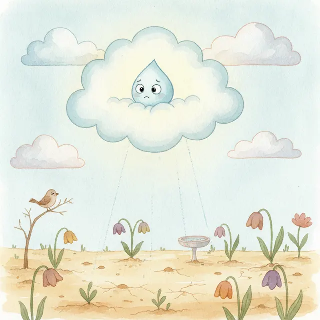 The Raindrop Who Was Afraid to Fall story for kids illustration