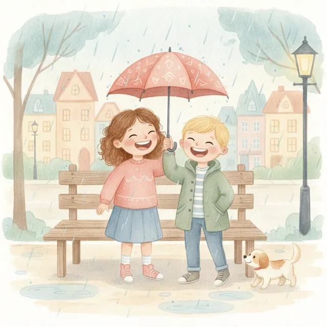 The Rainy Day Umbrella Share story for kids illustration