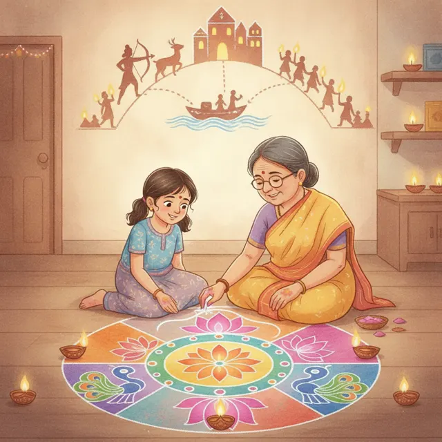 The Rangoli That Told a Story story for kids illustration