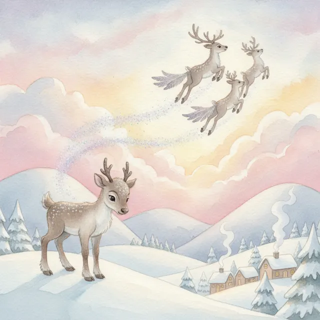 The Reindeer Who Couldn't Fly story for kids illustration
