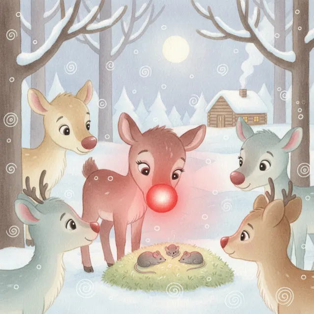 The Reindeer Who Lit the Way story for kids illustration