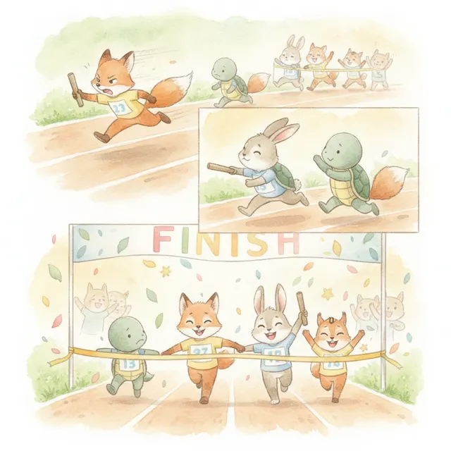 The Relay Race Lesson story for kids illustration