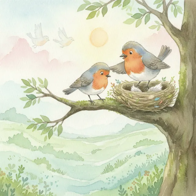 The Robin Who Was Afraid to Fly story for kids illustration