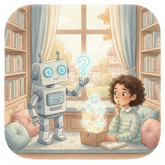 The Robot Who Asked Why story for kids illustration