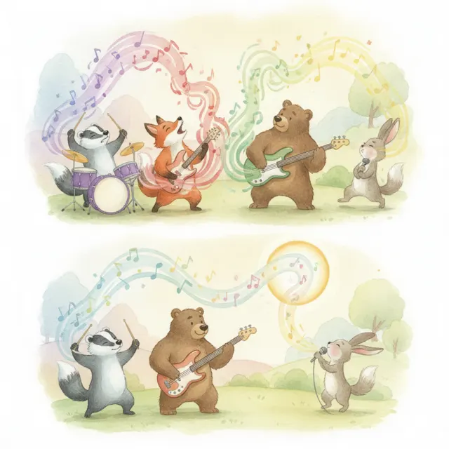 The Rock Band That Learned to Listen story for kids illustration