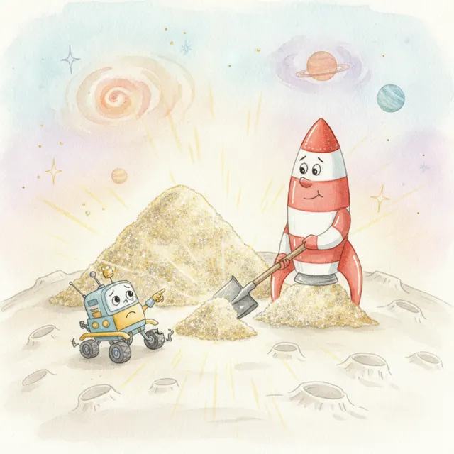 The Rocket Who Shared His Moon Dust story for kids illustration