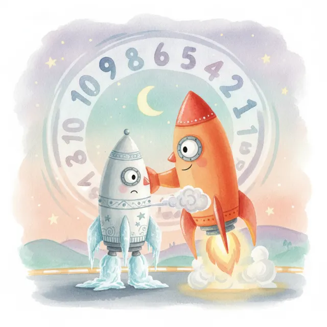 The Rocket Who Was Afraid of the Countdown story for kids illustration