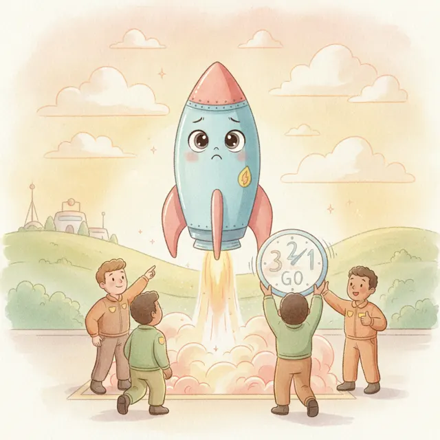 The Rocket Who Was Scared to Launch story for kids illustration
