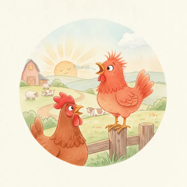 The Rooster Who Could Not Crow story for kids illustration