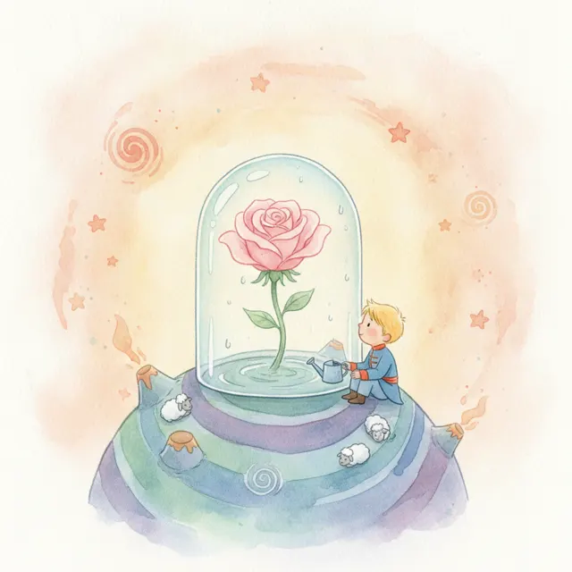 The Rose and Her Glass story for kids illustration