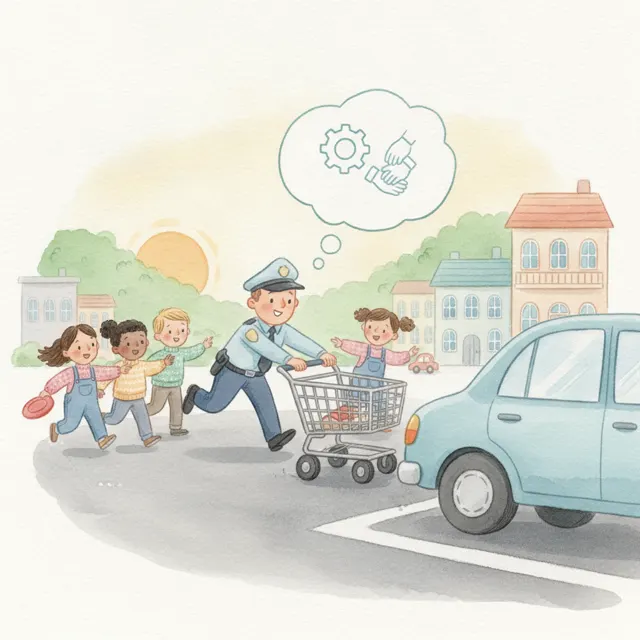 The Runaway Shopping Cart story for kids illustration