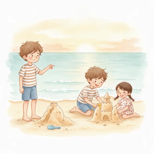 The Sand Castle Falls story for kids illustration