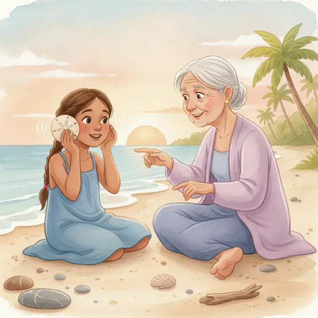 The Sand Dollar's Quiet Song story for kids illustration