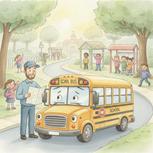 The School Bus's First Morning story for kids illustration