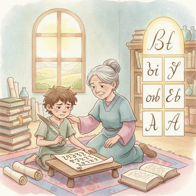 The Scribe Who Tried Again story for kids illustration