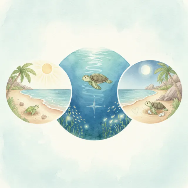 The Sea Turtle Returns Home story for kids illustration