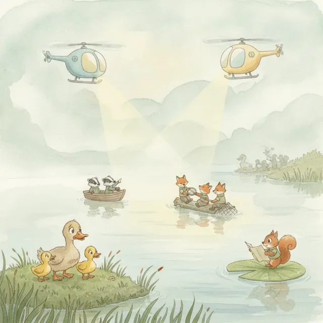 The Search Party in the Fog story for kids illustration
