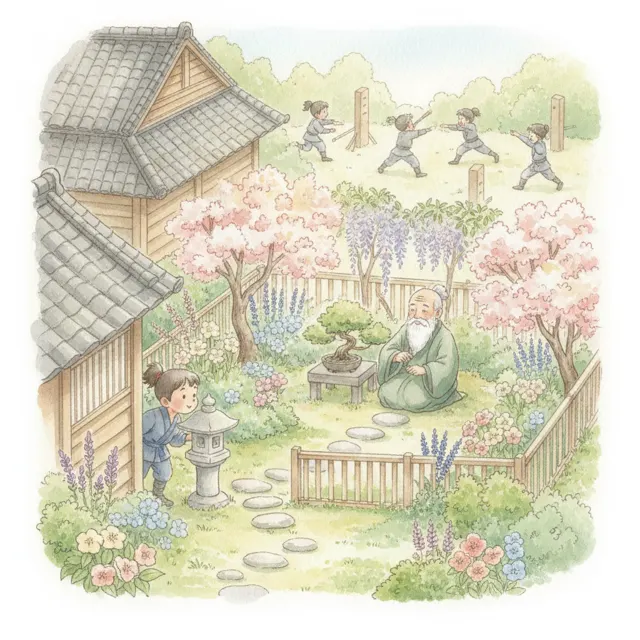 The Secret of the Old Ninja's Garden story for kids illustration
