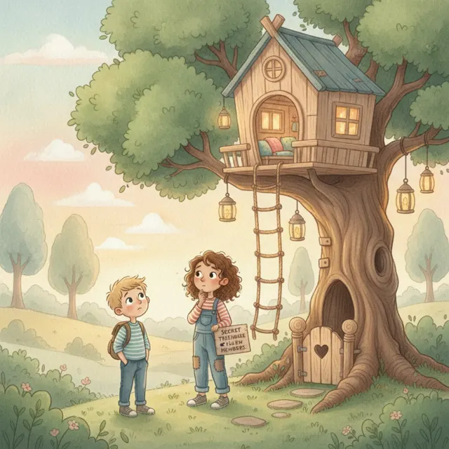 The Secret Treehouse Club story for kids illustration