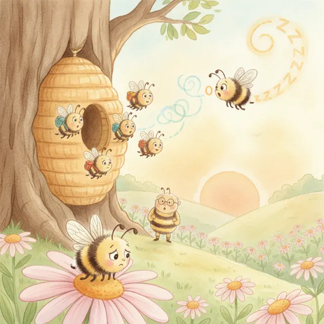 The Shy Bee's First Big Buzz story for kids illustration