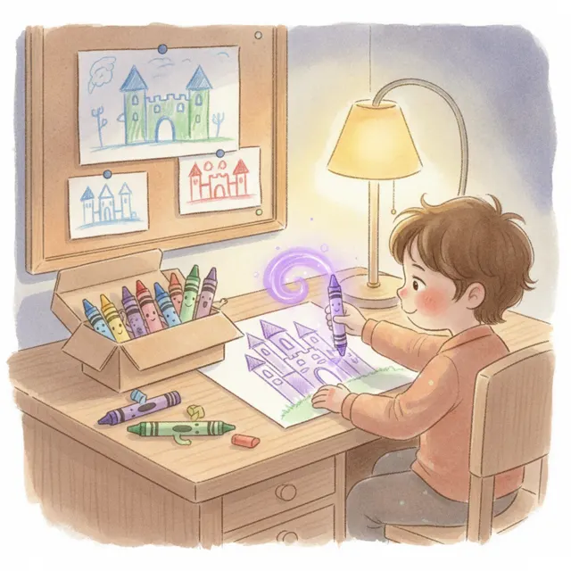 The Shy Purple Crayon story for kids illustration
