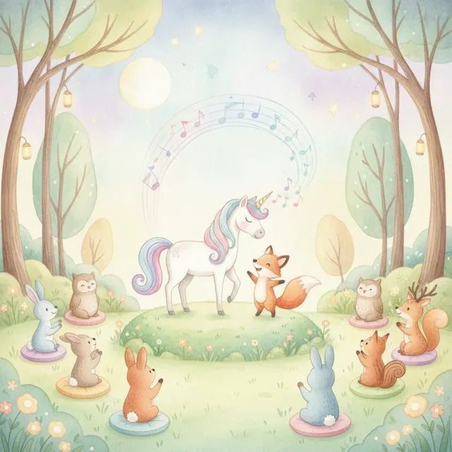 The Shy Unicorn's First Song story for kids illustration