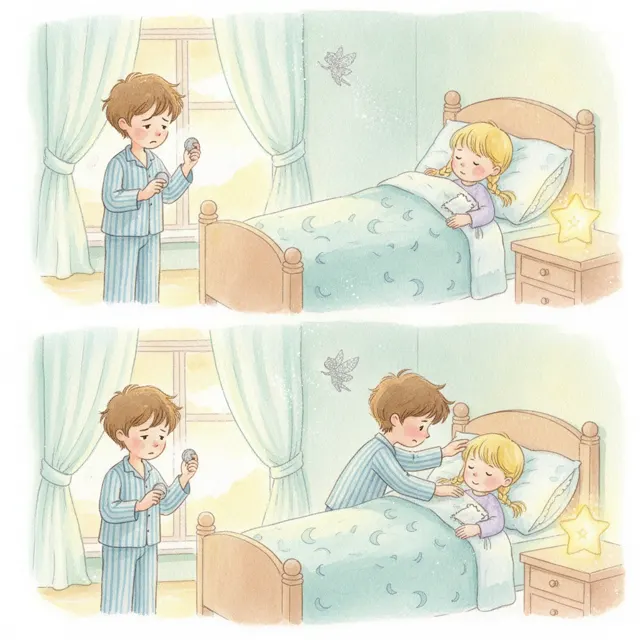The Silver Coin Under the Pillow story for kids illustration