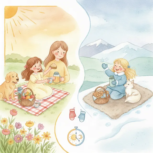 The Sisters' Summer Picnic story for kids illustration