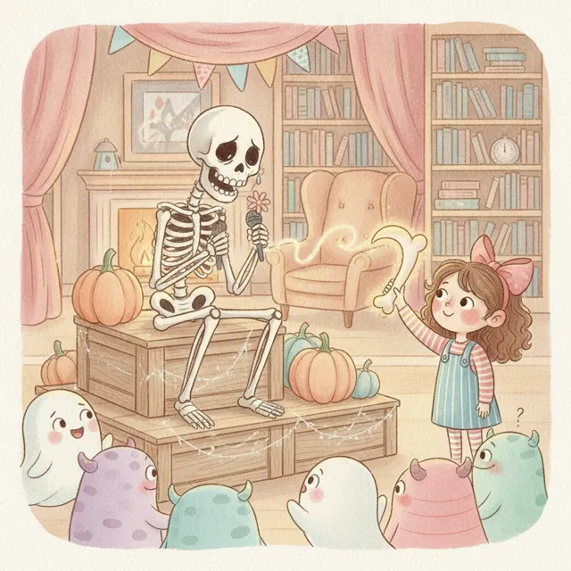 The Skeleton Who Lost His Funny Bone story for kids illustration