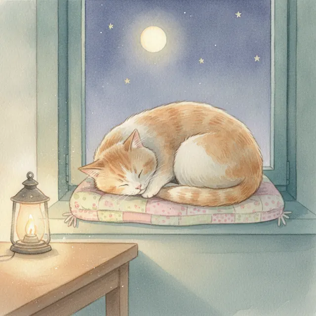 The Sleepy Cat bedtime story for kids illustration