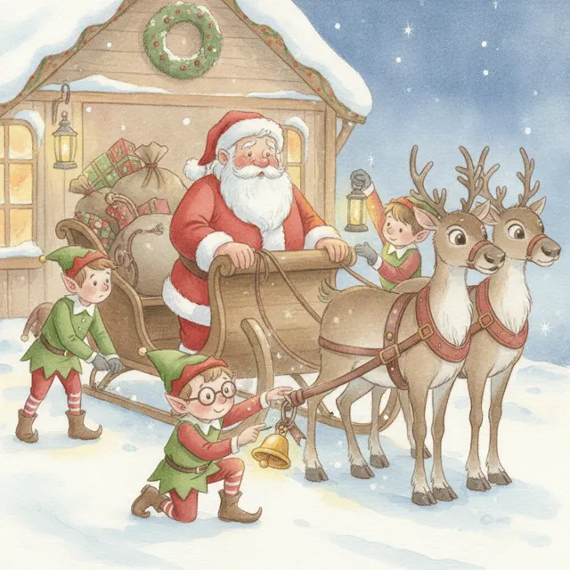 The Sleigh That Would Not Start story for kids illustration