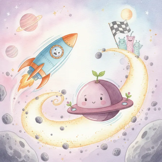 The Slow Spaceship That Won the Race story for kids illustration