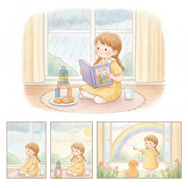 The Slow Sun and the Rain story for kids illustration