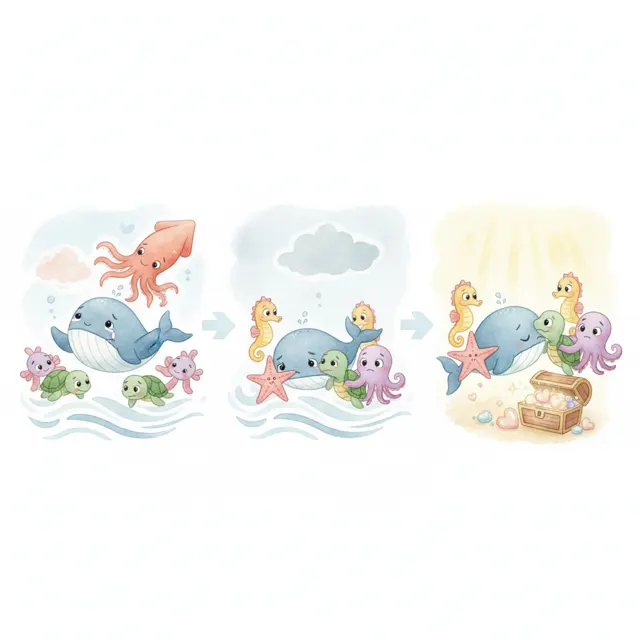 The Small Whale's Tall Tale story for kids illustration