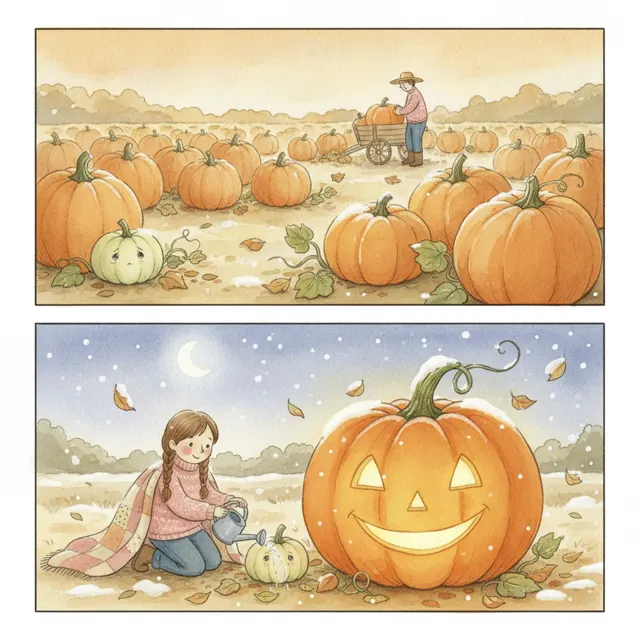 The Smallest Pumpkin story for kids illustration