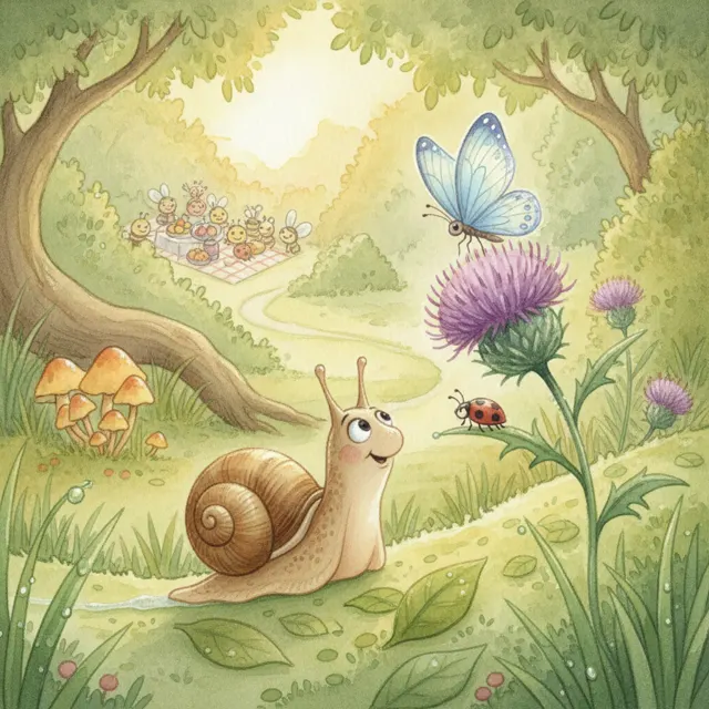 The Snail Who Was in a Hurry story for kids illustration