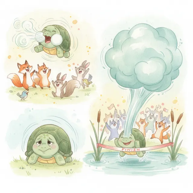 The Sneezing Turtle story for kids illustration