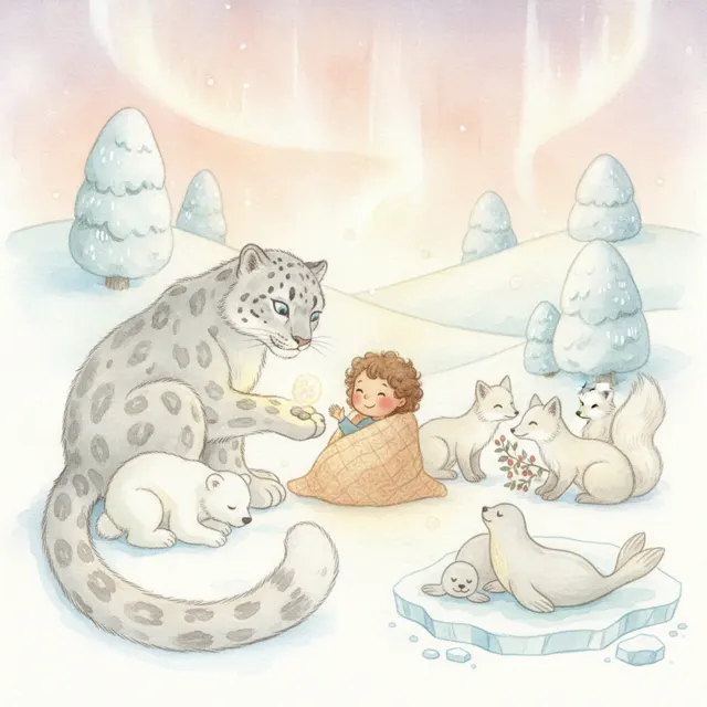 The Snow Leopard's Quiet Gift story for kids illustration