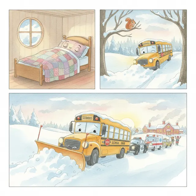 The Snow Plow's Early Morning story for kids illustration