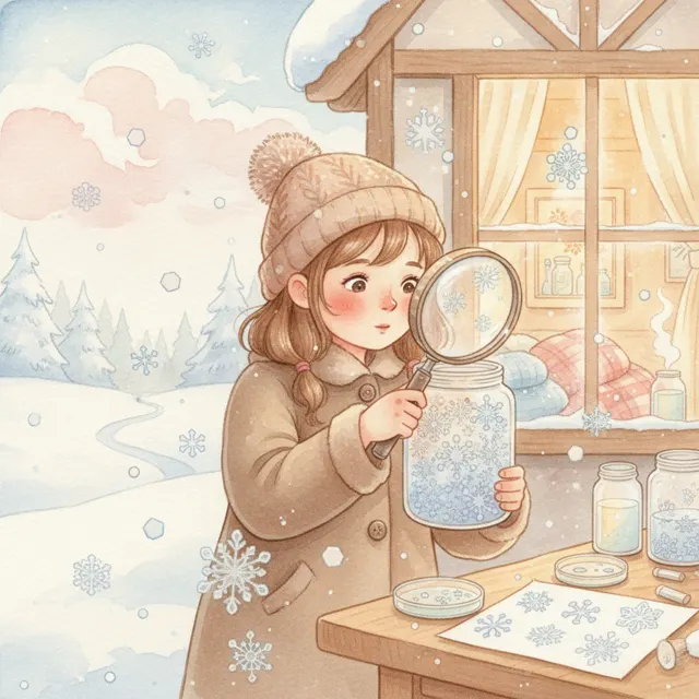 The Snowflake Collector story for kids illustration