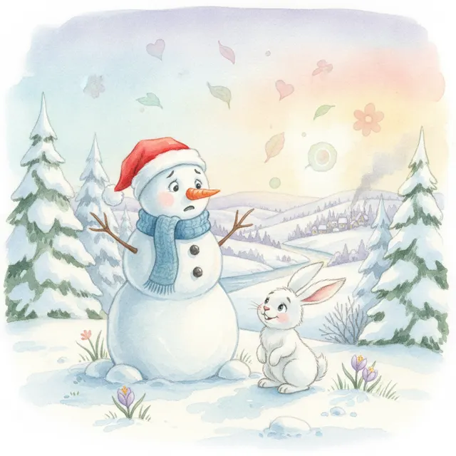 The Snowman Who Wanted to Stay story for kids illustration