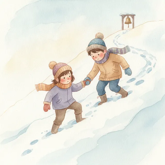 The Snowy Mountain Trail story for kids illustration