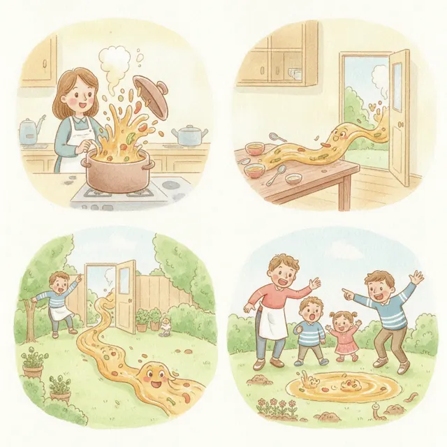 The Soup That Ran Away story for kids illustration
